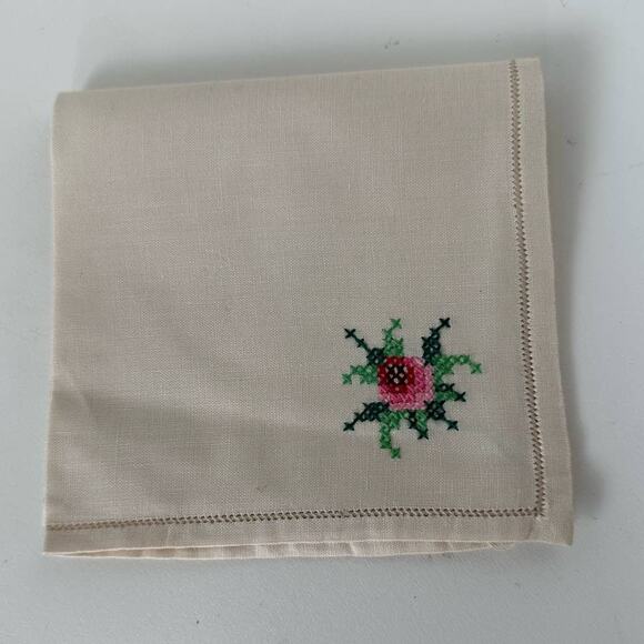 Vintage Cross Stitch Cocktail Napkins, set of 5 - Picture 2 of 6